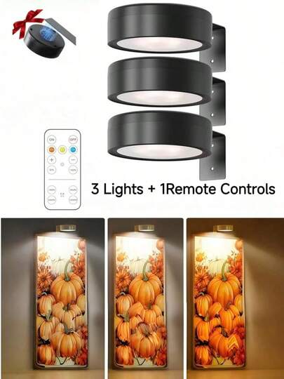 Battery Powered LED Wand Lights Remote Control, Dimmable Temperature Timer, Cordless Sconce Lighting Gallery, Staircase, Hallway, Bedroom Frame (Batteries Not Included)