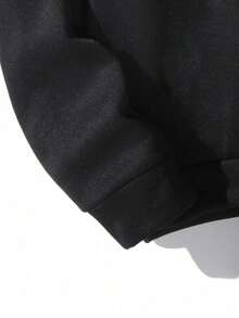 Sudadera con capucha y estampado de polar para hombre - Negro - Ver 4