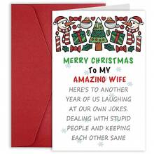 1pc Amazing Wife Merry Christmas Card, Special Xmas Card For Wife, Funny Christmas Card For Wife, Keeping Each Other Sane - one-size - View 1