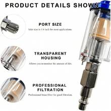 2 PCS Water Oil Separator Filter, 1/4" NPT Inlet And Outlet Airbrush Filter Air Compressor Fittings, Mini In-Line Air Filters Water Oil Separator For Pneumatic Tool,24274610 - Multicolor - View 5