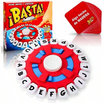 Basta Juego de Mesa, Juego de Palabras de Ritmo rápido en Español, Tablero de Palabras Divertido,36 Tarjetas Doble Cara,Fiestas y Aprendizaje,Juegos de Mesa Familiares en español para Todas Las Edades