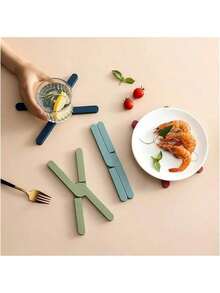 1pc Crosshatch Placemat | Heat Resistant Foldable Non-Slip Protective Mat For Kitchen Tabletop