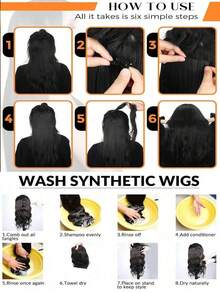 24 Inch 16 Clips Natural Curly Hair Extensions Set, 7 Pieces For Women - Black 1B - View 12