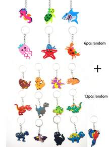 24pcs- Party With Sea Creature Keychains, Cartoon Key Chains, Suitable For Party Favors, Holiday Items, Back To Classroom Gifts, Reusable Birthday Party Return Favors For Bag Fillers Party Ornaments, Summer Beach, Pool Party, Vacation Gift Giving, Mother's Day Graduation