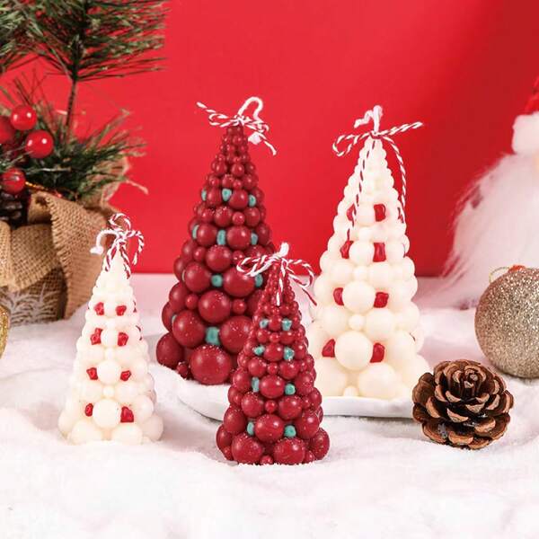 Nuove candele profumate a bolla di Natale, decorazioni per l'atmosfera natalizia da regalare, diverse candele a forma di albero di Natale, decorazioni natalizie, regali di Natale