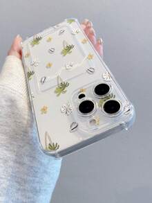1pc Fashionable Creative Full-Screen Coconut Tree, Seashell & Flower Pattern Transparent Shockproof Phone Case, Compatible With IPhone XS/XS Max/XR/11/12/13/14/14 Plus/15/15 Plus/16/16 Plus/7/8 Plus/17/17 Pro And Other Models - Multicolor - View 4