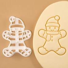 4pcs Gingerbread Man Stamp Mold Cartoon Christmas Stamp Mold Embossing Tool Fondant Baking Cookie Cutter - White - View 10