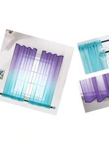 KOUFALL Girls Curtains For Bedroom,Purple Mermaid Room Decor,Lavender Sheer Ombre Baby Kids Curtains For Nursery,Lilac And Aqua Teal,63 Inch Length 2 Panels Set - Green and Purple - View 2