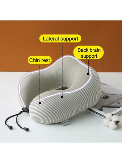 The Ultimate Travel Companion: Com Tafel Shaped Memory Foam Kussen Soft, Removable Gestreepte Hoes You Can Wash. Perfect Protecting Your Neck On Long Journeys.​ view 5