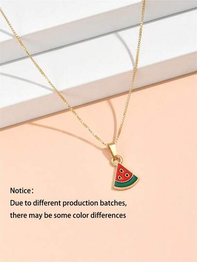 1 Peça Colar Pingente de Melancia Fofo e Minimalista na Moda, Adequado para Adolescentes, Pode ter Variações Leves de Cor Devido a Diferenças no Lote de Produção