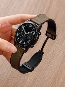 1 件硅胶皮革磁性替换表带，适用于 Fitbit Versa 2/1、Galaxy Watch 6 5 4 40mm 44mm、Galaxy Watch 5 Pro 45mm/Watch 6 4 Classic 42mm 46mm 43mm 47mm/Active 2，适用于男士女士、20mm 和 22mm 手表 - 駝色 - 查看 4