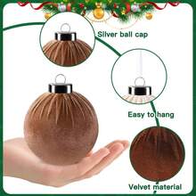 15 PCS Brown Velvet Christmas Tree Ornaments - 6 Cm 2.36 Inches 12 Shatter-Proof Christmas Balls For Christmas Tree Decorations - Multi-Colored Brown Neutral Beige For Holiday Parties Christmas Decorations, New Year Decorations, New Year Gifts For Interior Decorations Christmas Tree Dark Coffee, White, Light Coffee
