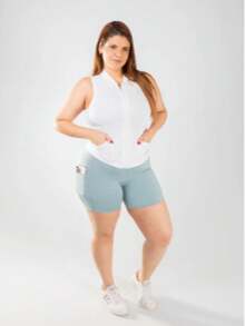 UV Protection Gym Vest With Front Zipper Pocket, Fitness Sportswear - White - View 2