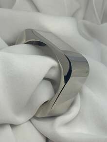 1pc High Quality Women's Semi Jewelry Bracelet Wide Geometric Fashion Sculpture Organic Design Elegant Maximalist Wide Bracelet - 銀色 - 查看 8