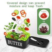 1 Set Elegant Butter Dish With Lid And Knife, Easy To Clean, Keeps Butter Fresh