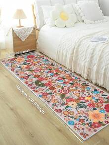 1 pieza Alfombra rosa, estilo floral, alfombra de pasillo, 850g/m² lavable a máquina, decoración del hogar, sala de estar, cocinas, pasillos, dormitorio, comedor, oficina, para todas las estaciones