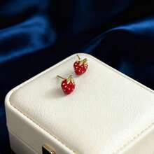 2 chiếc hoa tai đính đá hình quả dâu tây đơn giản dễ thương dành cho nữ làm quà tặng trang sức sinh nhật - Nhiều màu - Xem 14