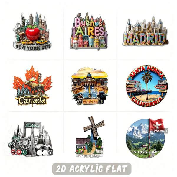 2D Piatti Magneti Decorativi per Frigorifero con Famosi Monumenti Mondiali - Burj Khalifa, Palma e Skyline di Dubai con Testo Arabo - Magneti in Acrilico Resistenti, Adatti per Frigoriferi, Souvenir da Viaggio, Regali per Appassionati degli Emirati Arabi, Decorazione con Calligrafia Araba, Magneti per Frigorifero Nazionali, Adesivi per Frigorifero Nazionali, Magneti per Frigorifero Divertenti, Adesivi per Frigorifero Carini, Magneti Ispiratori, Magneti per Frigorifero Divertenti, Magneti per Frigorifero Carini