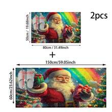 1PC Santa Claus Background Pattern Bathroom Mat, Imitation Cashmere Material, Plush Decoration, Suitable For Bathroom, Doorway, Kitchen And Holiday Decoration, Machine Washable, Gift Choice - Multicolor - View 16