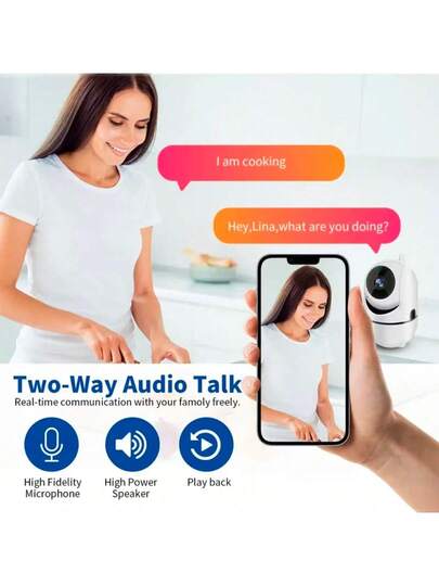 1/2/ 1080P Wireless Security Camera, 2.4G WiFi, Night Vision, Two Way Audio, 355° Panoramic View, Home, Baby Room, Elderly USB Powered, Indoor/Outdoor Surveillance Camera view 2