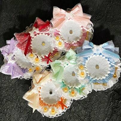 1个可爱蝴蝶结蕾丝徽章展示架，6种颜色可选，手工DIY成品，二维卡通动漫游戏角色周边徽章展示架，ACG明星粉丝应援MAG粉丝圈御宅族圈徽章展示架，Cosplay服装装饰