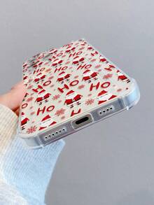 1 pezzo Custodia telefonica trasparente e antiurto con Babbo Natale, fiocchi di neve, in materiale TPU, adatta come regalo natalizio compatibile con Apple XS/XS Max/XR/11 12 13 14 15 16 17 Pro/Pro Max/14 15 16 Plus