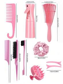 Set de 12 piezas de herramientas de peinado negro - Esencial para el cuidado diario del cabello, adecuado para niñas y mujeres, incluye varias herramientas para el peinado diario en el hogar, viajes o como regalo, kit de herramientas de peinado, kit de herramientas de peluquería para salón de belleza, artículos esenciales de viaje - Multicolor - Ver 8