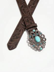 1 Stück Herren Vintage Western Y2K Gravierte Blumen Metall Gürtelschnalle, Geprägt Lässiger Gürtel, Geeignet für täglichen Tragen Vintage Herbst/Winter Stadtoutfit Klassische Weihnachten Mode Tägliches Geschenk für Freund