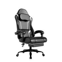 Ergonomic Gaming Chair, Gaming Armchair With Pocket Spring Padding And Footrest, Height-Adjustable Computer Chair With Swivel Seat And Headrest