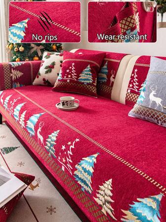 1 pieza Funda de cojín de sofá para todas las estaciones, decoración navideña minimalista moderna, protector de asiento de sofá antideslizante, funda de sofá a prueba de polvo y lavable, cubierta suave, resistente a la decoloración y amigable con las mascotas, ajustable para sofá de esquina, dormitorio, oficina, muebles de sala de estar