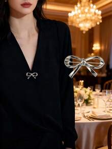 1 pieza Broche antirreflectante para mujer, Broche de lazo para mujer, Elegante alfiler de solapa de lazo, Adecuado para mujeres y niñas, Accesorio de ropa clásico para suéter, sombrero, bufanda, vestido, traje, insignia, joyería de moda, Alfiler para el cuello de mujer para el Día de San Valentín, verano, escuela, otoño, Halloween