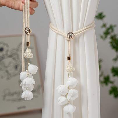 1pc/2pcs Curtain Tie Backs, Crabapple Flower Curtain Clips, Creative Floral Pendant Tie Backs, Adjustable Tie Backs, Curtain Clips