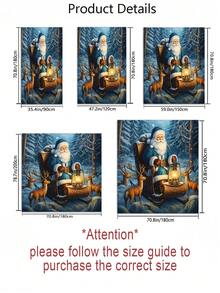 Christmas Decorations1/3/4pcs Santa Claus In The Snowy Forest Shower Curtain Bathroom Set,Poinsettia Reindeer Print Waterproof And Wear-Resistant Accessories,With 12 Hooks - Includes Toilet Seat Cover, Bath Mats, And Rugs Polyester Fabric - Washable - Perfect For Holiday Decor,Home/Bedroom/House/Western/Winter Decor