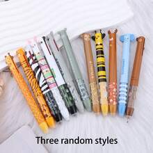 3/8支双色中性可擦笔 中性笔 双色(红蓝) 0.5mm 卡通动物文具可爱可擦易擦多色学生笔 卡通双色笔 老虎 小猴子 蜜蜂 大象耳朵 可爱高颜值可擦笔