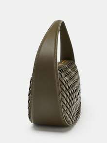 1 件 PU 皮革编织包，简约现代风格小手提包，新款时尚百搭单肩包，适合日常使用 - 綠色 - 查看 8