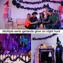 - Guirnalda de luces de Halloween que funciona con pilas con hojas de arce negro de 6.5 pies para decoracin de patio, porche, mesa, pared, decoracin de interiores y exteriores - 20 LED + Negro - - Ver 8