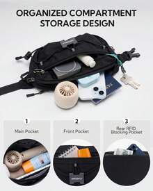 Riñonera Waterfly: Bolsas de cintura con cinturón ajustable, bolsa cruzada de pecho con bloqueo RFID antirrobo para mujeres y hombres, viajes, correr, caminar, senderismo, uso diario, negra - Gris claro verde - Ver 12