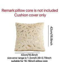 Set Of 2 Decorative Plush Gold-Plated Feather Pillow Covers, Sparkling Pillow Covers, Fluffy Plush Soft Square Cushion Pillowcases, Used For Living Room Sofa Bedroom Party Decoration - Beige - View 3