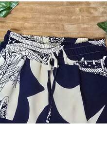 DUNA Fabric Pants With Lining, Pocket And Elastic Waist - biru tua/krem muda - View 4