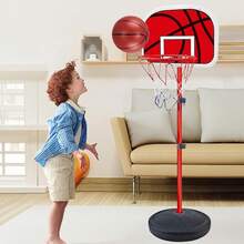 Canasta de Basquetbol para Niños, Canasta de Baloncesto Interior para Puerta con Luces LED Marcador Electrónico y 3 Balón, Baloncesto Juguetes para Niños y Adultos, Regalos de Cumpleaños Niño (Rojo)