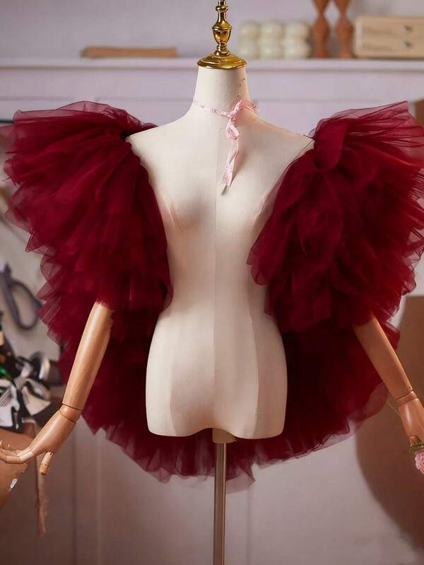 Bridal Chiffon Multi-Color Shawl, Suitable For Hostess, Evening Gown, Performance, Photography Accessory