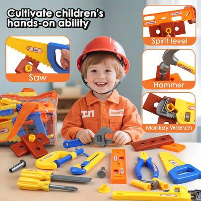 10/19/30pcs Family Toy Tool Box Set, Screwdriver & Realistic Tools, Children Playset For Boys And Girls, Home Interactive Play, Birthday Gift