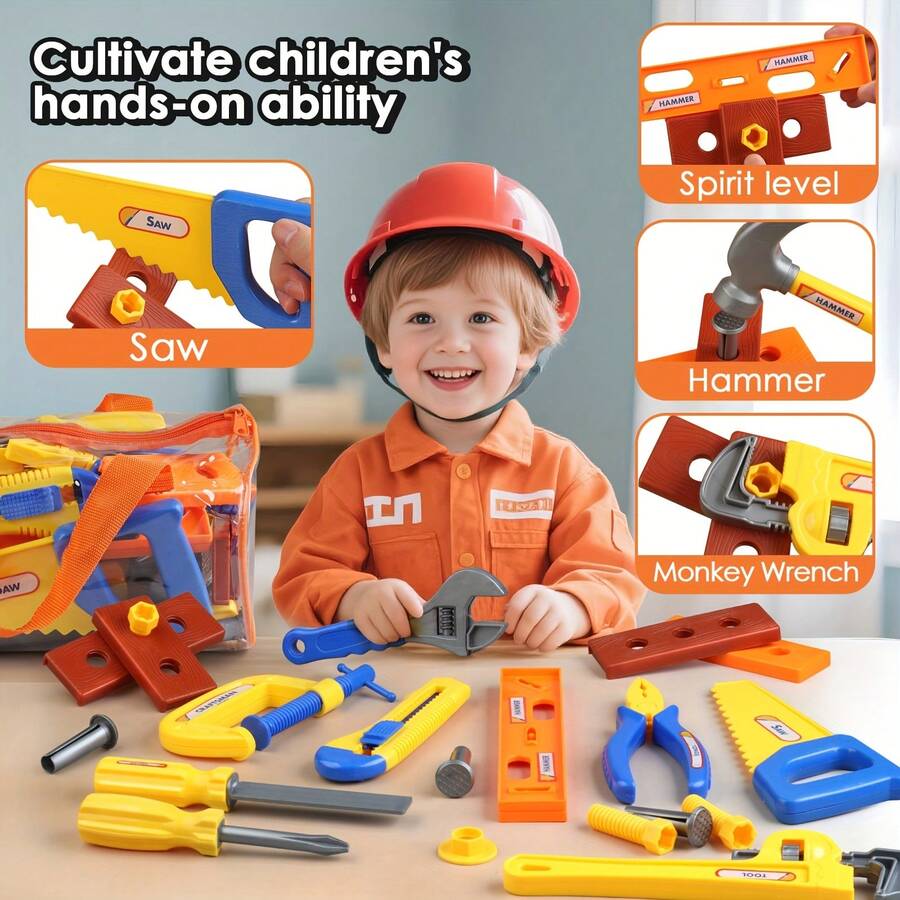 10/19/30 件家庭玩具工具箱套装，螺丝刀和逼真工具，男孩女孩儿童玩具套装，家庭互动游戏，生日礼物