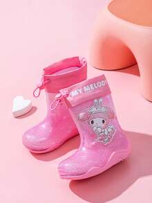 Sanrio Kuromi & My Melody 水晶雨靴，可爱卡通防水防滑中筒雨靴