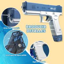 Pistola de Agua éctrica de Alta Capacidad (434 + 58 ML), Alcance de 2 - 3m, Juguete al Aire Libre para Adultos y Niños - Color Azul, Material ABS - ‎Azul - Ver 5
