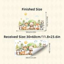 BRUP 1/2 Sheets Cute Animal Wall Stickers With Giraffe Badger Rabbit Bear Fox And Hedgehog, Removable Waterproof Nursery Decals For Kids Room Decor, Gentle Color Forest Friends Theme