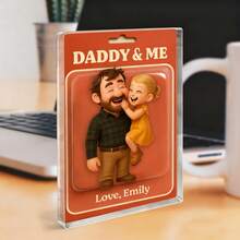 Customized Photo Dad And Child Acrylic Block Figurine, Father's Day Gift - Multicolor - View 6