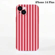 1pc Minimalist Stripe Pattern Perforated Glossy Filmic Case Full Protective Hard Phone Cover, Compatible With IPhone 11/12/13/14/15/16 Pro Max Waterproof Shockproof Anti-Fall Scratch Resistant