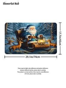 Christmas Decorations1/3/4pcs Santa Claus In The Snowy Forest Shower Curtain Bathroom Set,Poinsettia Reindeer Print Waterproof And Wear-Resistant Accessories,With 12 Hooks - Includes Toilet Seat Cover, Bath Mats, And Rugs Polyester Fabric - Washable - Perfect For Holiday Decor,Home/Bedroom/House/Western/Winter Decor