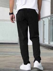 Men's Casual Slim Fit Skinny Jeans - Thermal Lined, Winter/Global/All Fits - Black - View 2
